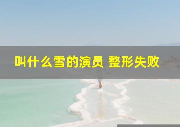 叫什么雪的演员 整形失败